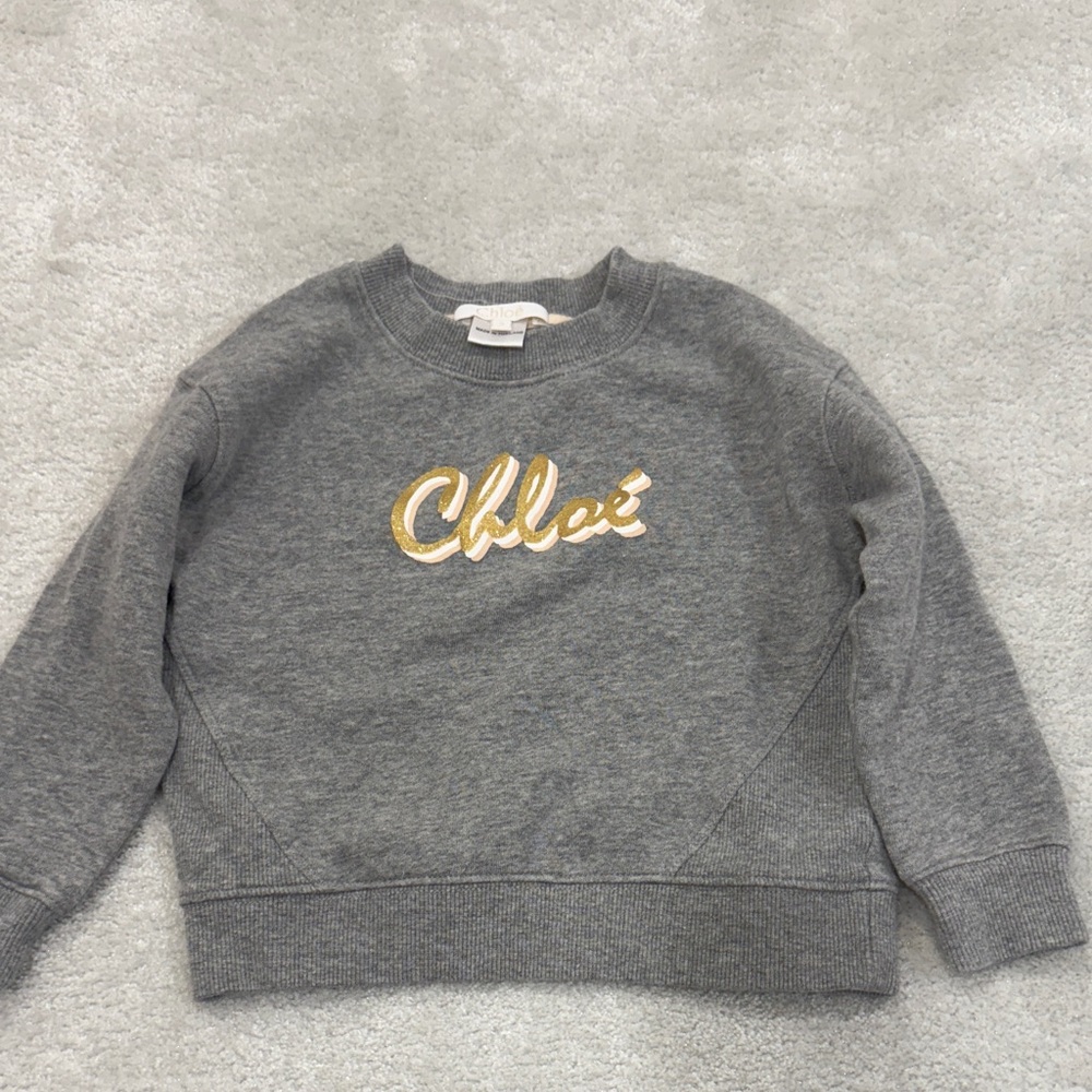 ✨Like new ✨Chloe logo grey glitter girls sweatshirt size 3